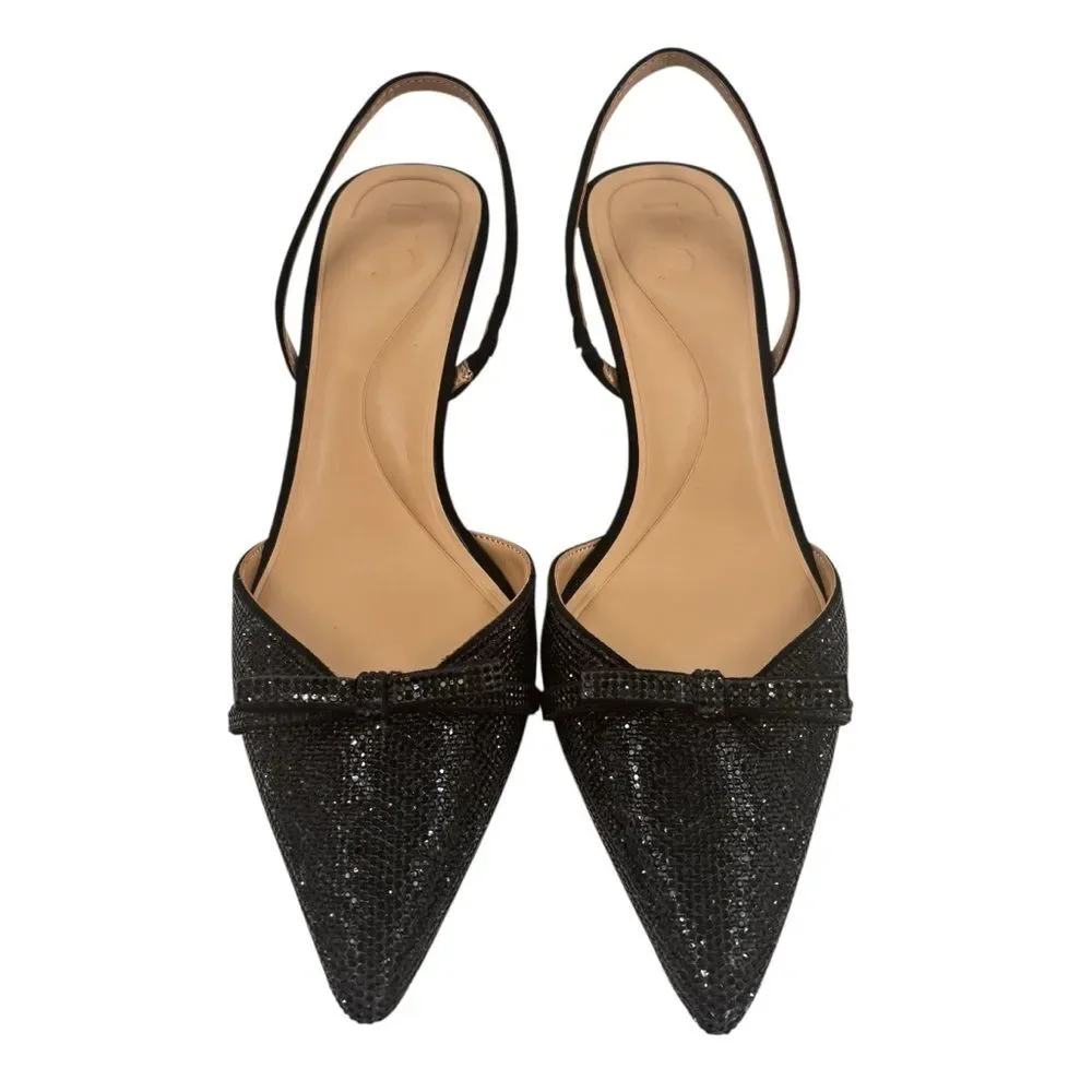 INC International Concepts Gelsey Kitten Heel Slingback Pointed Toe Bow Sz10